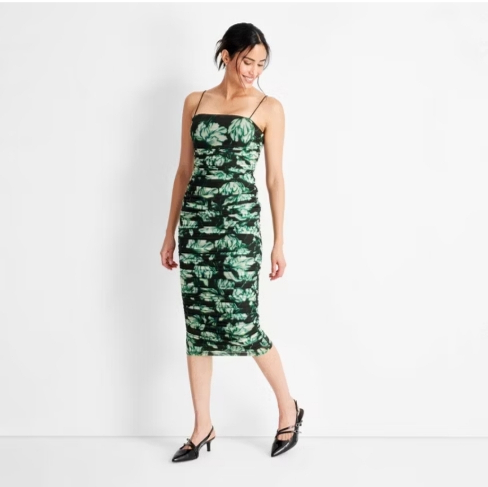 Future Collective // ruched mesh midi dress 1X (Target)